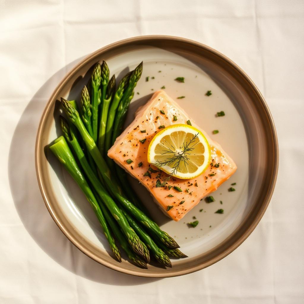 Zalm uit de oven met groene asperges & citroen