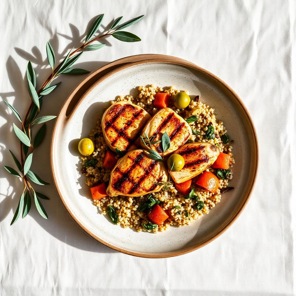 Gegrilde kip met quinoa & geroosterde groenten