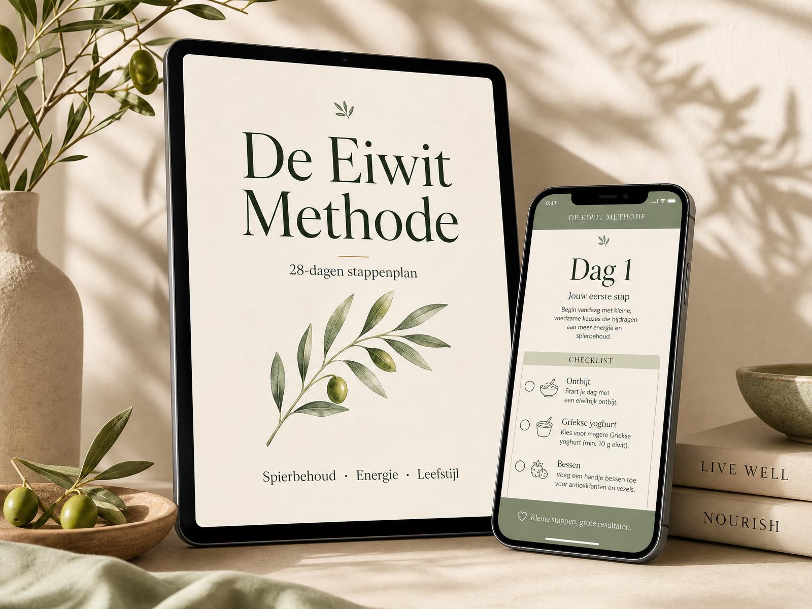 De Eiwit Methode e-book op tablet en telefoon